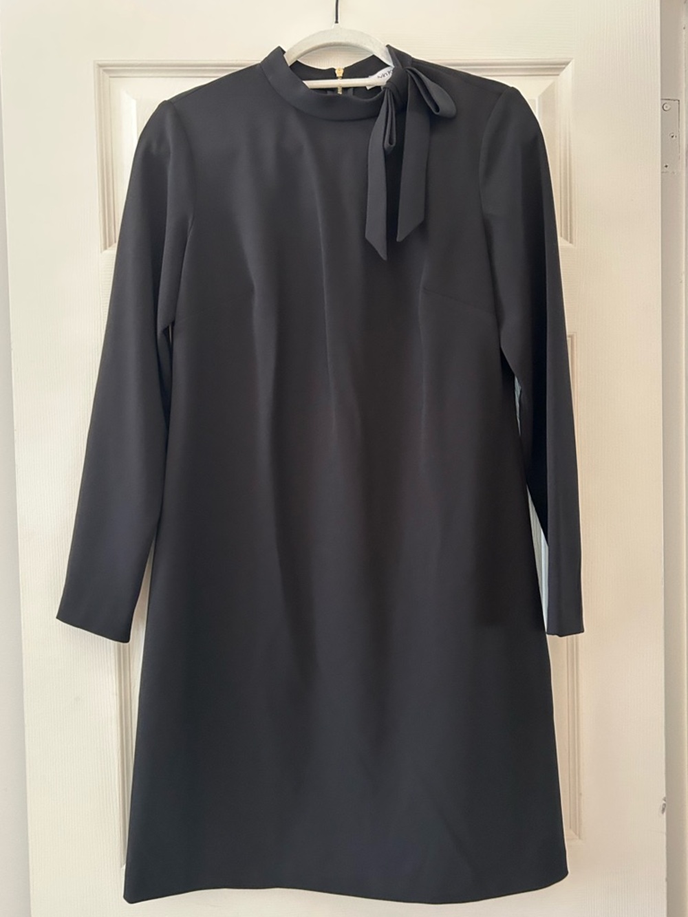 Calvin Klein Black Long-Sleeve Tie-Neck Dress